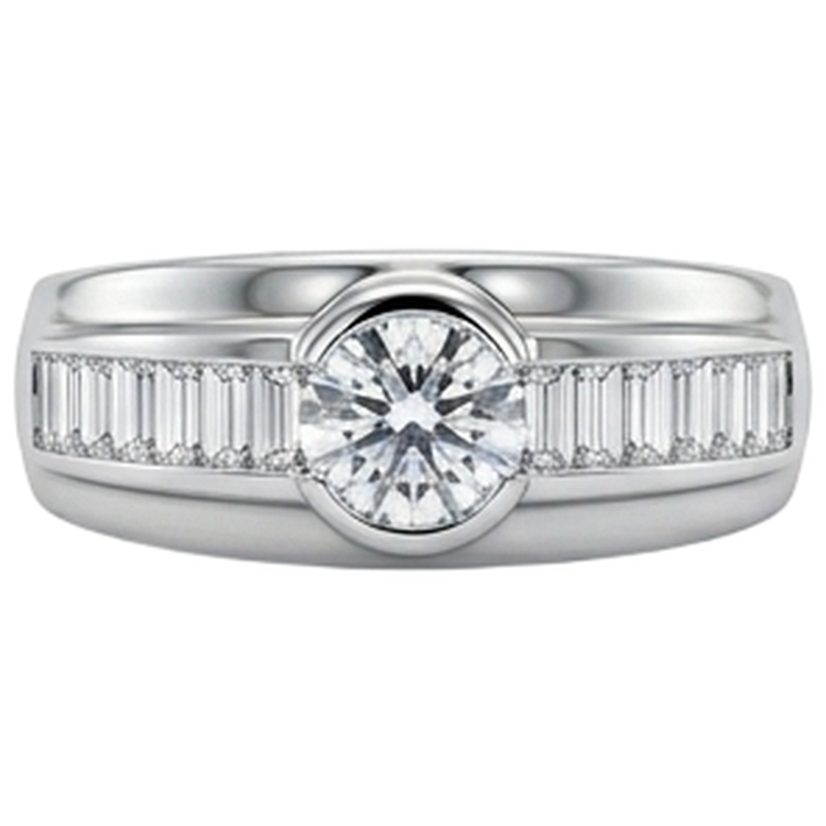 Bague De Fiançailles Réel Diamants Naturels Extraits des Mines ( et non cultivés en laboratoire ) 2 Carats Bande Hommes Or Blanc 14K