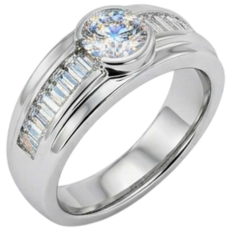 Bague De Fiançailles Réel Diamants Naturels Extraits des Mines ( et non cultivés en laboratoire ) 2 Carats Bande Hommes Or Blanc 14K