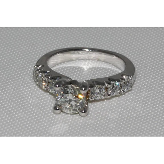 Bague De Fiançailles Réel Diamants Pour Femmes En Or Blanc 2.51 Ct