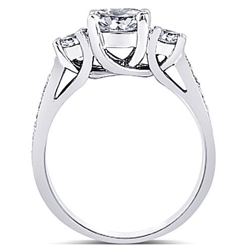 Bague De Fiançailles Réel Diamants Ronds A Trois Pierres De 2.70 Carats Nouveau