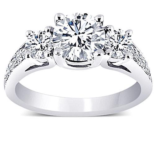 Bague De Fiançailles Réel Diamants Ronds A Trois Pierres De 2.70 Carats Nouveau