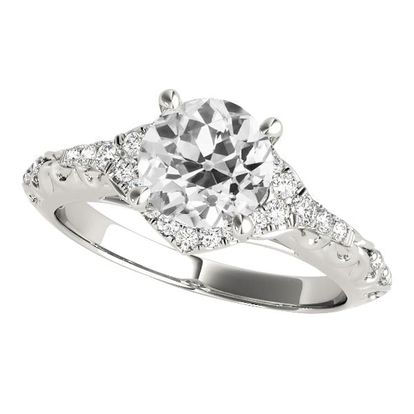 Bague De Fiançailles Ronde Ancienne Mine Cut Véritable Diamants Bijoux Or Blanc 4 Carats