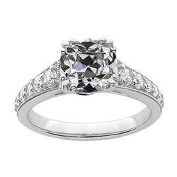 Bague De Fiançailles Ronde & Coussin Naturel Diamant Taille Ancienne 4.50 Carats