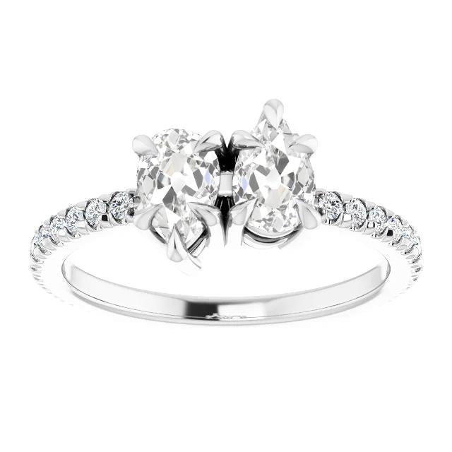 Bague De Fiançailles Ronde Et Poire Vieux Mineur Sertie De Griffes De Réel Diamants 4.50 Carats