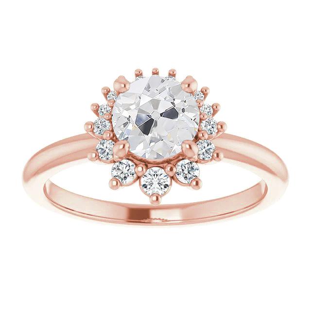 Bague De Fiançailles Ronde Halo Vieux Mineur Naturel Diamonds 3.25 Carats Bijoux