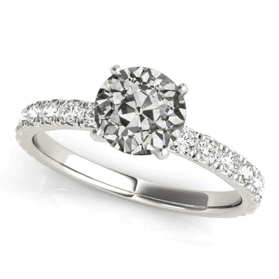 Bague De Fiançailles Ronde Réel Diamant Taille Ancienne Sertie Queue De Poisson 4.50 Carats