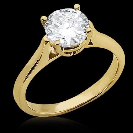 Bague De Fiançailles Ronde Solitaire En Or Jaune 14K de 0.75 Carat Réel Diamant