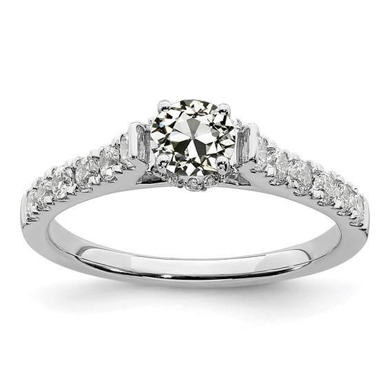Bague De Fiançailles Ronde Vieux Mineur Réel Diamant Or Blanc 3.75 Carats