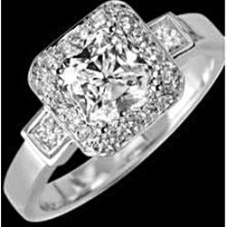 Bague De Fiançailles Royale 3 Carats Naturel Diamant Radiant Halo Nouveau