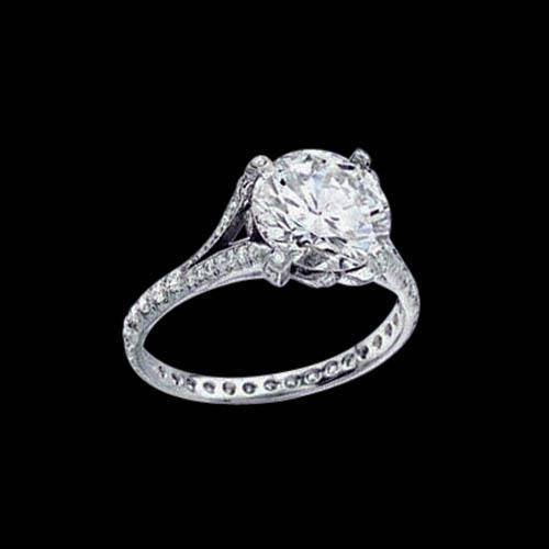 Bague De Fiançailles Royale Avec Réel Diamants 3.11 Carats Sertie D'accents En Or Blanc