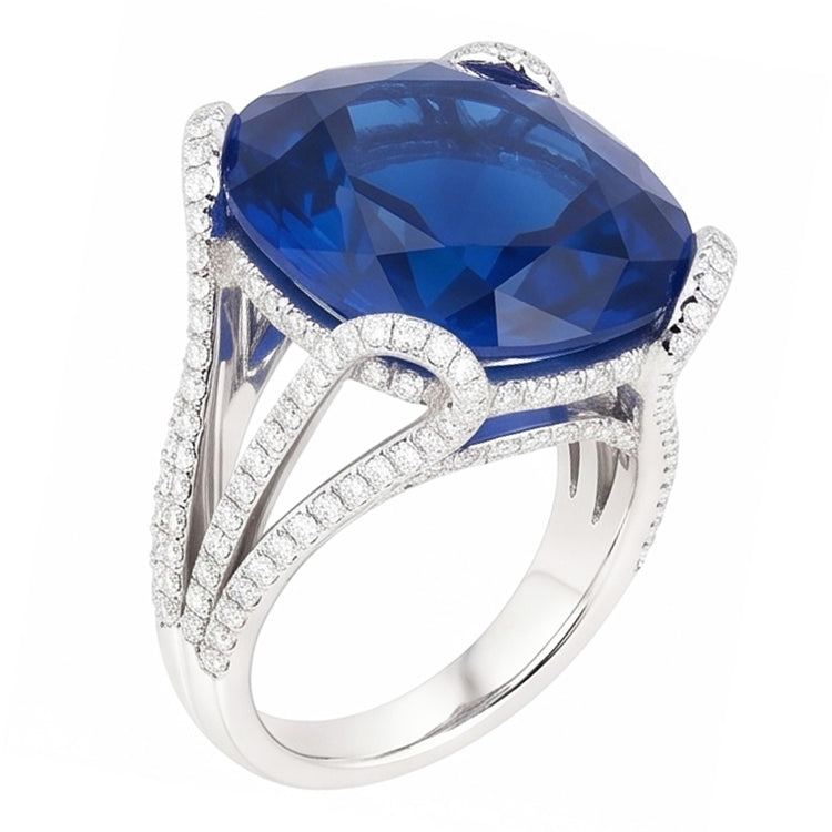 Bague De Fiançailles Saphir 6 Carats Pour Femme