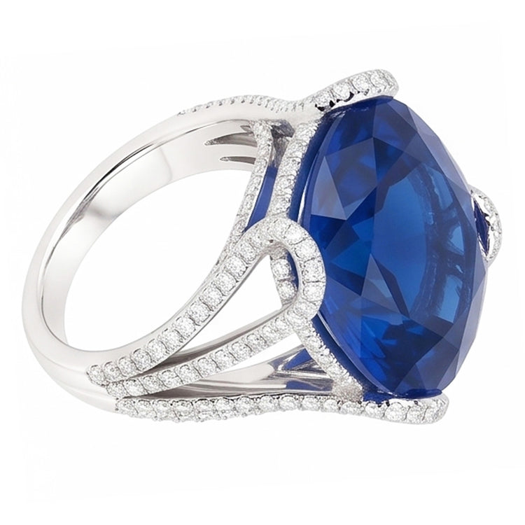 Bague De Fiançailles Saphir 6 Carats Pour Femme