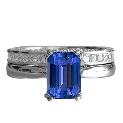 Bague De Fiançailles Saphir Avec Anneau Serti