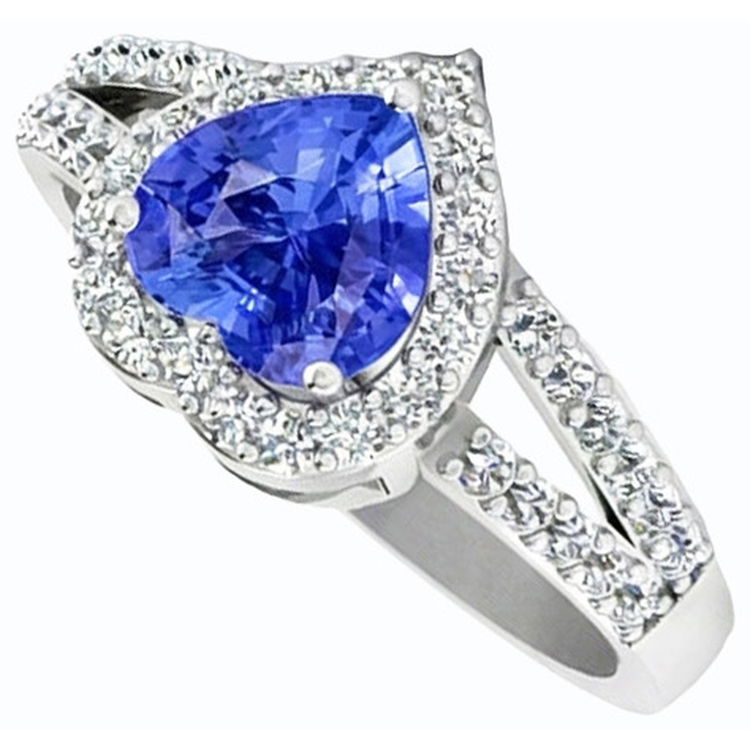 Bague De Fiançailles Saphir Bleu Clair
