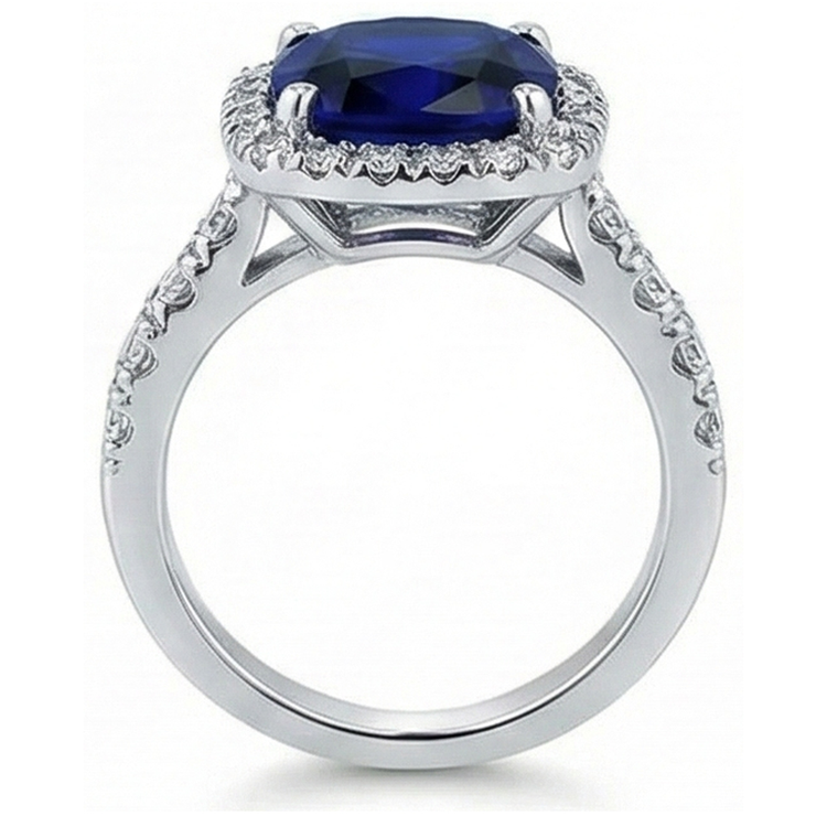 Bague De Fiançailles Saphir Coussin 4 Carats
