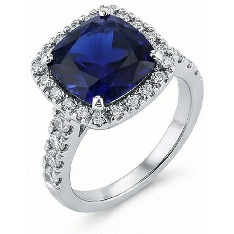 Bague De Fiançailles Saphir Coussin 4 Carats