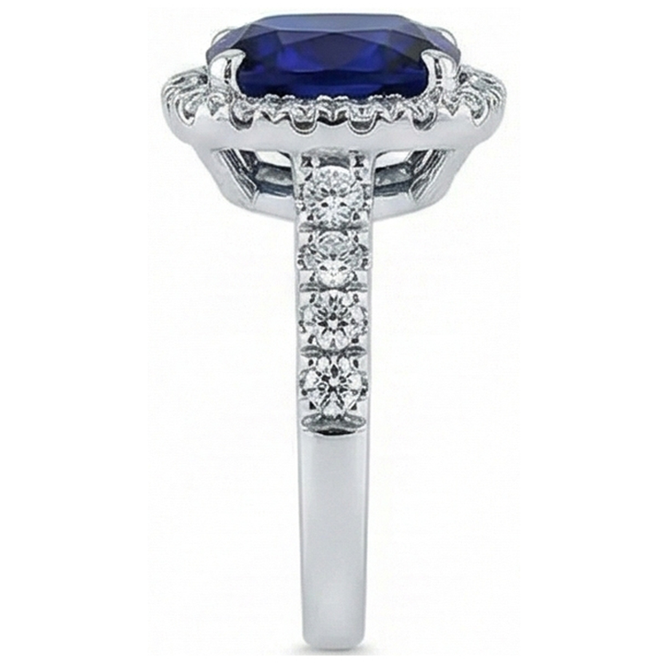 Bague De Fiançailles Saphir Coussin 4 Carats