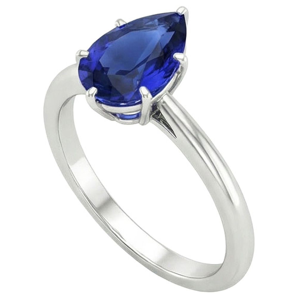 naturel oval saphir 4carats bague vue de dessus