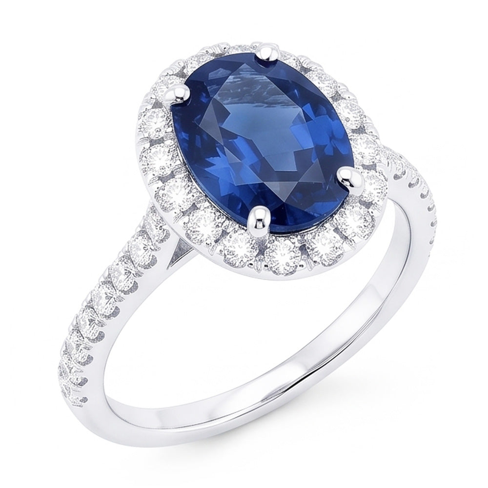 Bague De Fiançailles Saphir Ovale Pour Femme