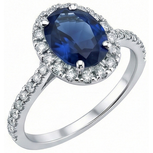 Bague De Fiançailles Saphir Ovale Pour Femme