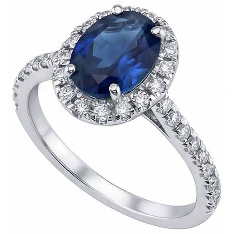 Bague De Fiançailles Saphir Ovale Pour Femme