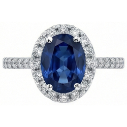 Bague De Fiançailles Saphir Ovale Pour Femme