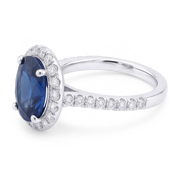 Bague De Fiançailles Saphir Ovale Pour Femme
