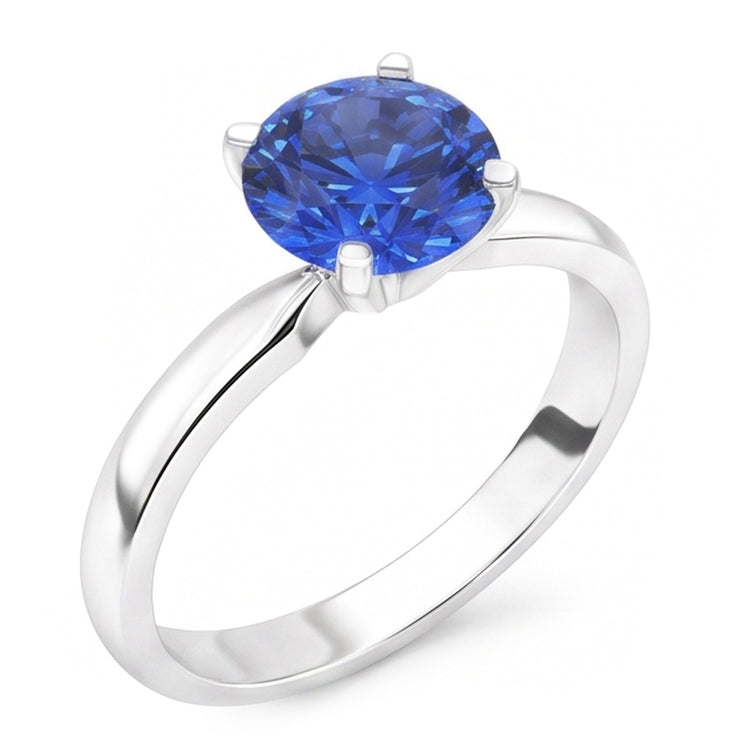 Bague De Fiançailles Saphir Rond 2 Carats
