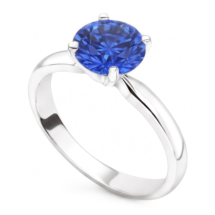 Bague De Fiançailles Saphir Rond 2 Carats