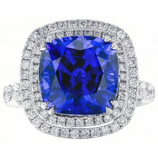 Bague De Fiançailles Saphir Taille Coussin