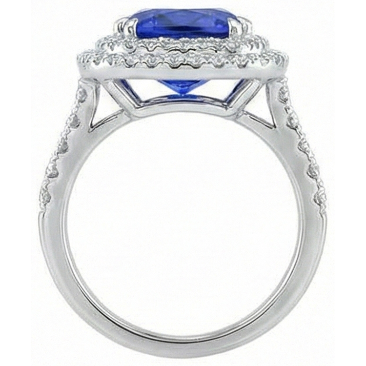 Bague De Fiançailles Saphir Taille Coussin