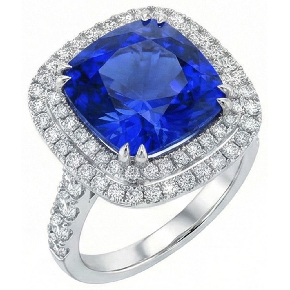 Bague De Fiançailles Saphir Taille Coussin
