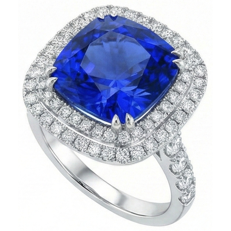 Bague De Fiançailles Saphir Taille Coussin