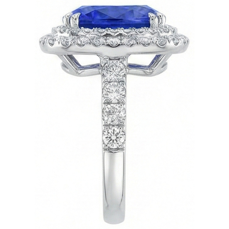 Bague De Fiançailles Saphir Taille Coussin