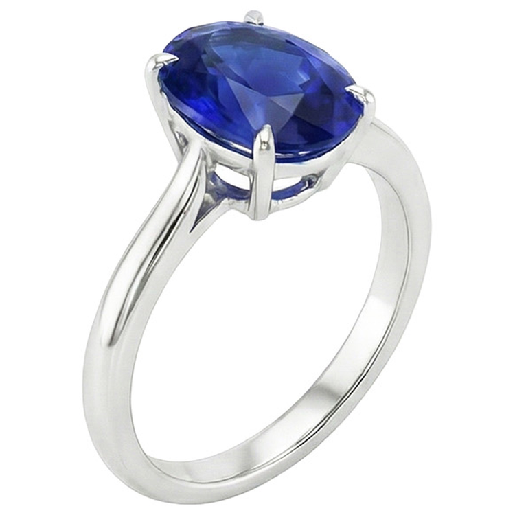 Bague De Fiançailles Saphir Taille Ovale 4 Carats