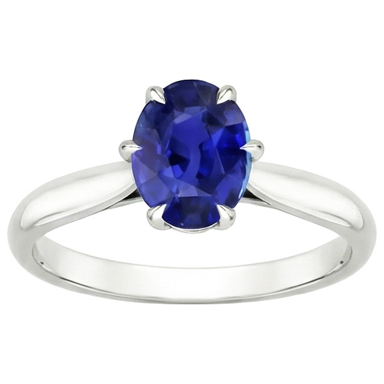 Bague De Fiançailles Saphir Taille Ovale 4 Carats