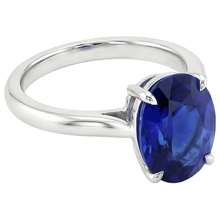 Bague De Fiançailles Saphir Taille Ovale 4 Carats