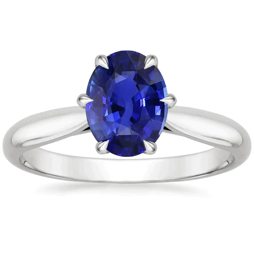 Bague De Fiançailles Saphir Taille Ovale 4 Carats