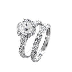 Bague De Fiançailles Sertie De Réel Diamants Taille Ancienne Style Fleur Sertie 3.50 Carats