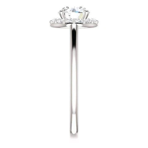 Bague De Fiançailles Sertie Halo De Réel Diamants Ronds De 1.50 Carats En Or Blanc 14K