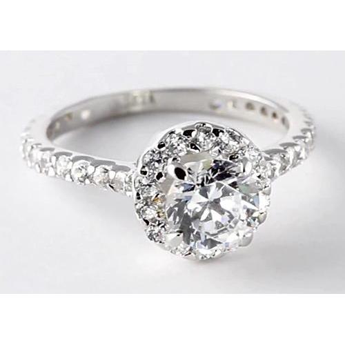 Bague De Fiançailles Sertie Halo De Véritable Diamants Ronds 2 Carats
