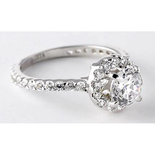 Bague De Fiançailles Sertie Halo De Véritable Diamants Ronds 2 Carats