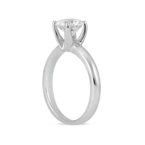 Bague De Fiançailles Solitaire 1.50 Carats Naturel Diamant Rond Or Blanc 14K