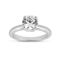 Bague De Fiançailles Solitaire 1.50 Carats Naturel Diamant Rond Or Blanc 14K