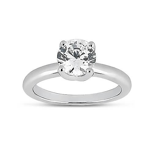 Bague De Fiançailles Solitaire 1.50 Carats Naturel Diamant Rond Or Blanc 14K