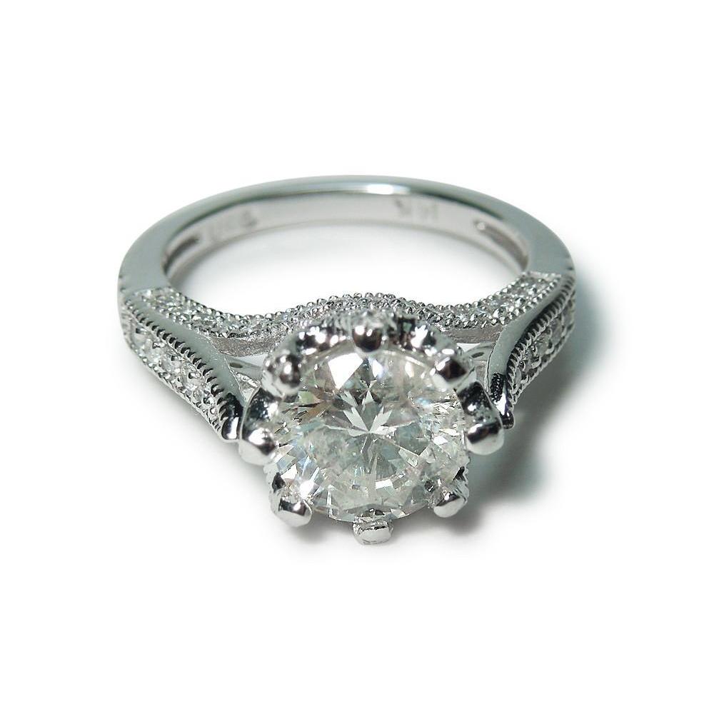 Bague De Fiançailles Solitaire Avec Naturel Diamants De 2.76 Carats En Or Blanc