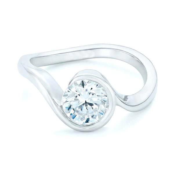 Bague De Fiançailles Solitaire Avec Réel Diamants Ronds De 2.50 Cts En Or Blanc