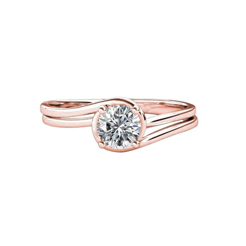 Bague De Fiançailles Solitaire En Or Rose Avec Naturel Diamants Ronds 1.75 Ct