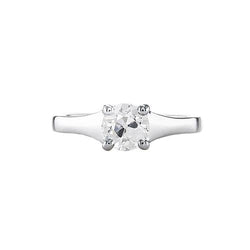 Bague De Fiançailles Solitaire Grande Escalope Réel Diamant Taille Ancienne 0.75 Carats