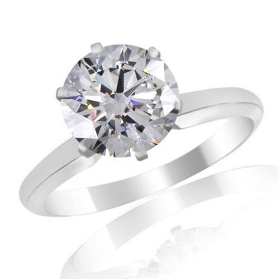 Bague De Fiançailles Solitaire Naturel Diamant 3 Carats Or Blanc 14K